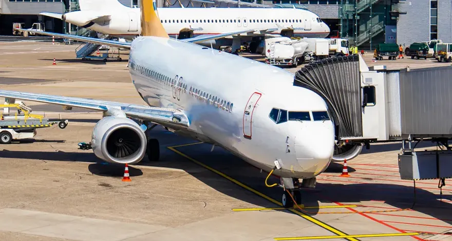 Aircraft loading at the airport apron